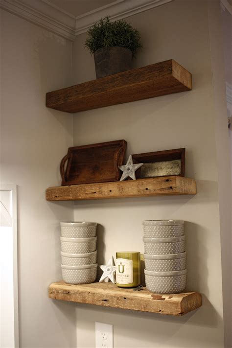 reclaimed floating shelves